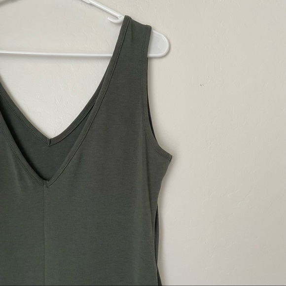 Shein Olive Green Double V-Neck Dress with Pockets Size Large 8/10 - Picture 3 of 8